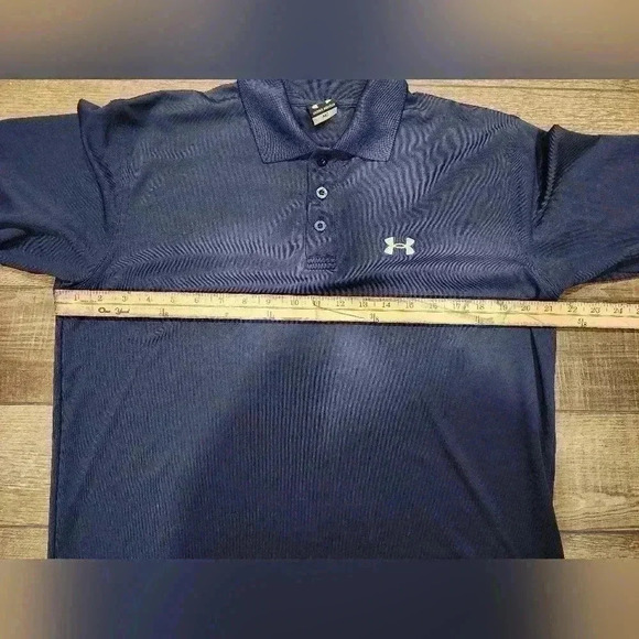 Under Armour Polo Shirt Adult MED Navy Blue white Logo Rugby Casual Mens - Picture 4 of 5